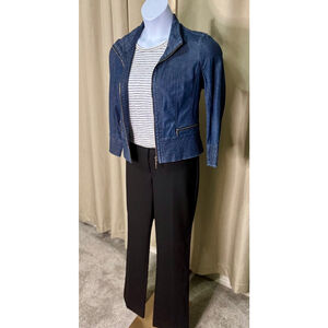 Women's White House Black Market Cropped Denim Jacket, M, Blue